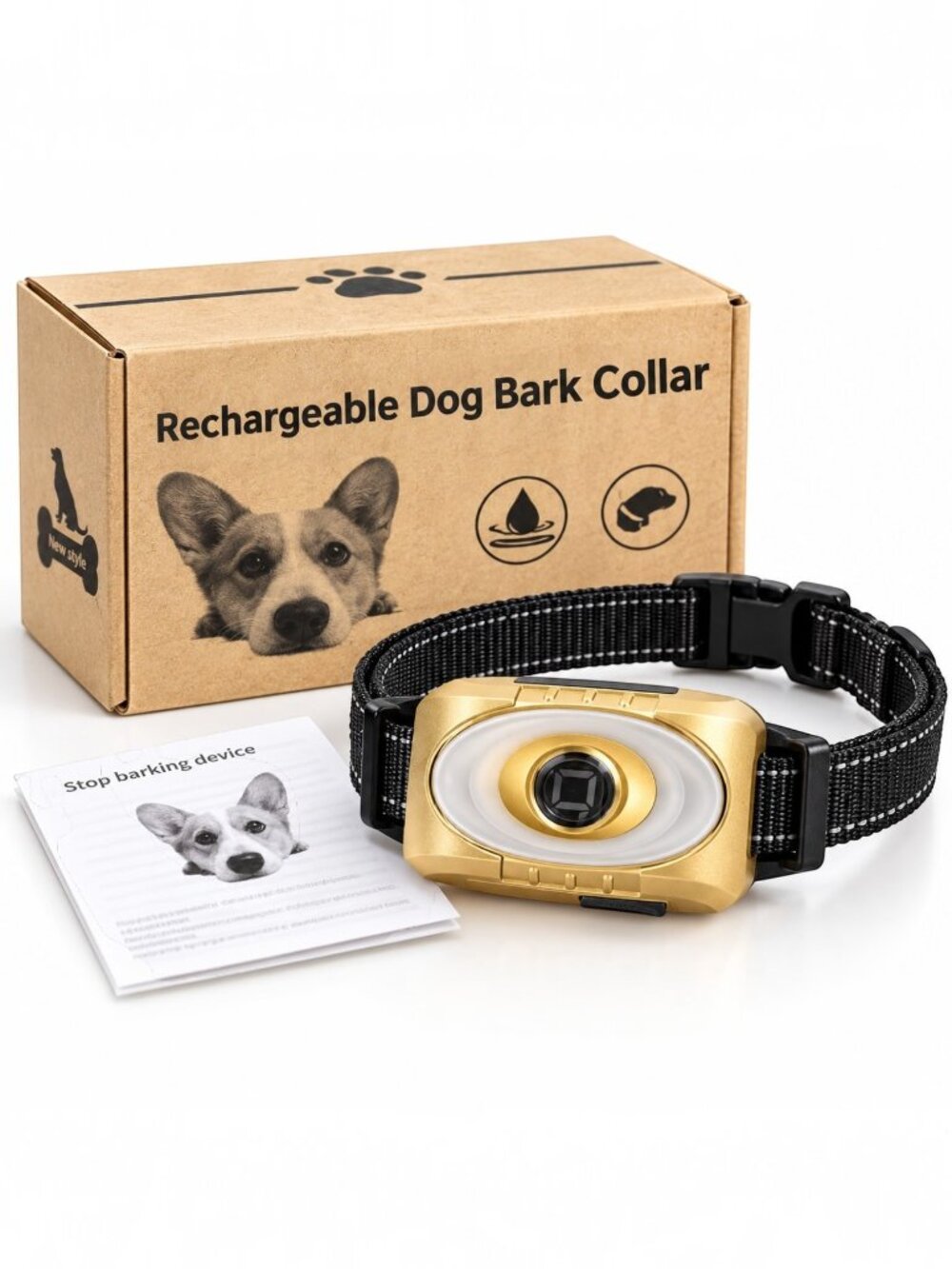 Rechargeable Dog Bark Training Collar Beep Vibration - 1 Pack
